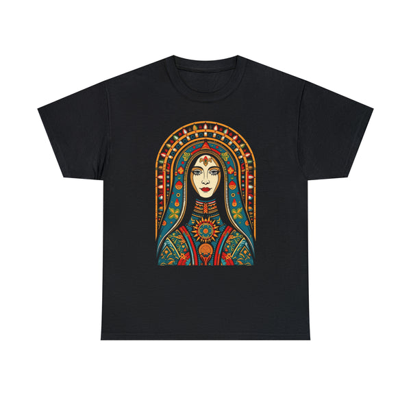 Saint Mary in Ethnic Majestic Dress - Black Unisex T-Shirt