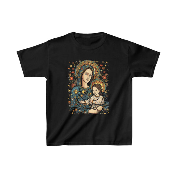 Elegant St. Mary and Lord Jesus - Kids Black T-Shirt