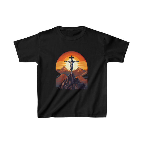Crucified Jesus Christ - Modern Art - Christian Kids T-Shirt in Black