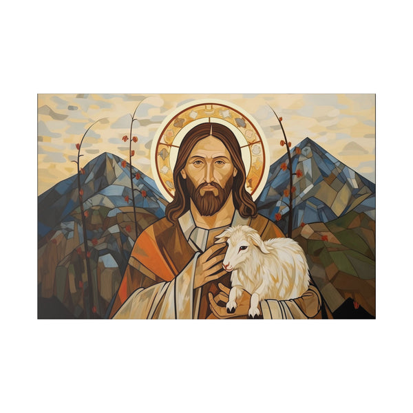 Jesus Christ the Good Shepherd - Orthodox Icon Wall Art - Matte Canvas - 4 Sizes