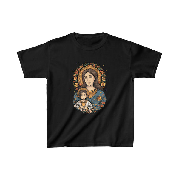 Saint Mary & Baby Jesus - Kids Black T-Shirt