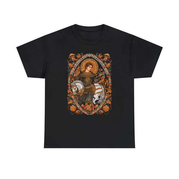 Saint George Christian Knight - Decorative Christian Unisex Black T-Shirt
