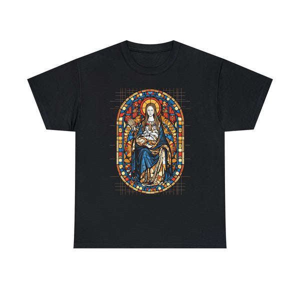St. Mary in Stained Glass Art - Black Unisex T-Shirt