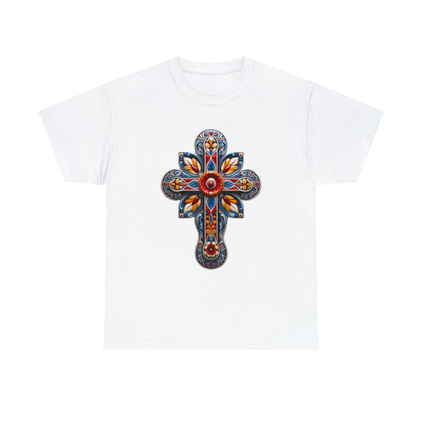 Decorative Multi Coloured Cross - Christian Unisex T-Shirt