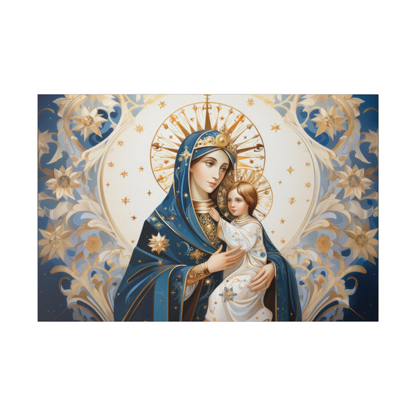 Queen Saint Mary & Baby Jesus in Heaven - Renaissance art Wall Art - Matte Canvas - 4 Sizes