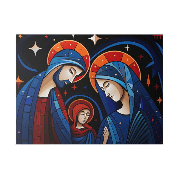 St. Mary, St. Joseph and young Jesus Christ Modern Wall Art - Matte Canvas - 7 Sizes