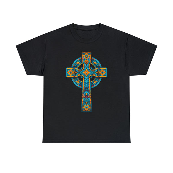Celtic Knot Decorative Cross With Colorful Pattern - Unisex Christian Tshirt
