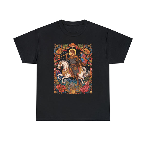Saint George Christian Hero - Decorative Christian Unisex Black T-Shirt
