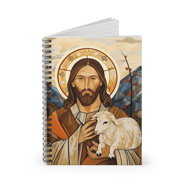 Jesus Christ THe Good Shepherd Orthodox Icon Art - 118 page Spiral Notebook - Ruled Line