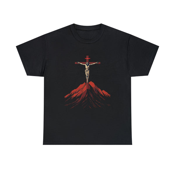 Jesus Christ on the Cross Minimalistic Art - Black Unisex T-Shirt