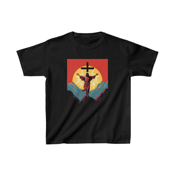 Resurrected Christ - Modern Art - Christian Kids T-Shirt in Black