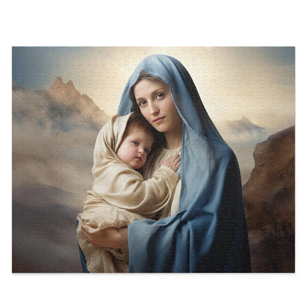 Realistic Portrait of  St. Mary & Baby Jesus Christ - Renaissance Art Jigsaw Puzzle (120, 252, 500-Piece)
