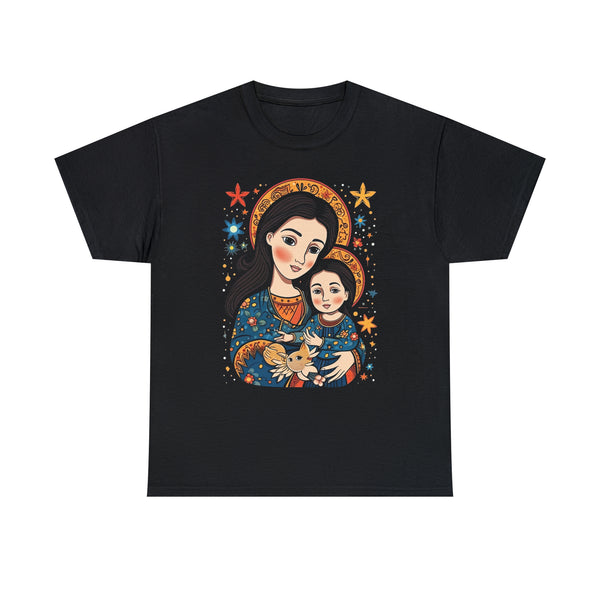 Anime Style st. Mary & Baby Jesus - Black Unisex T-Shirt