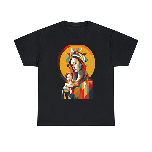 St. Mary & Baby Jesus Modern Art - Black Unisex T-Shirt