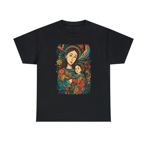 St. Mary & baby Jesus in soft Pastel Colours - Black Unisex T-Shirt