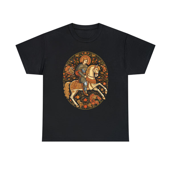 Saint George - Floral Christian Unisex Black T-Shirt