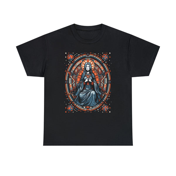 Colourful St. Mary Cubism Design - Black Unisex T-Shirt