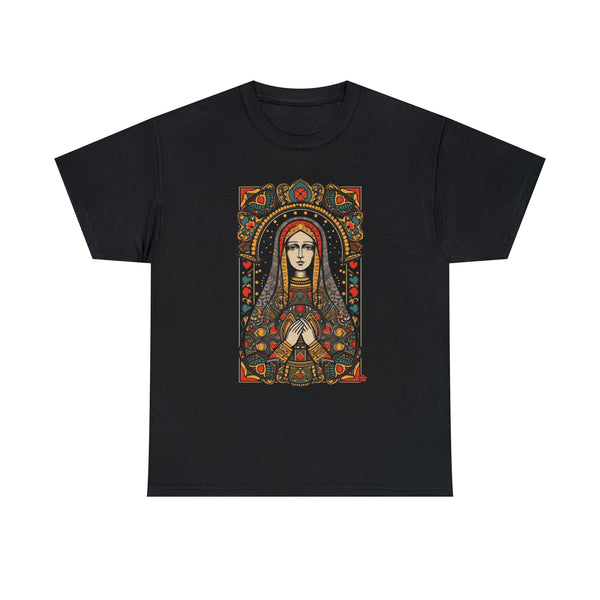 St. Mary Praying in Colourful Modern Art - Black Unisex T-Shirt