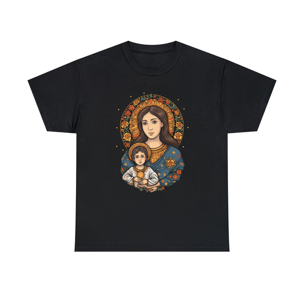 Saint Mary & Baby Jesus - Black Unisex T-Shirt