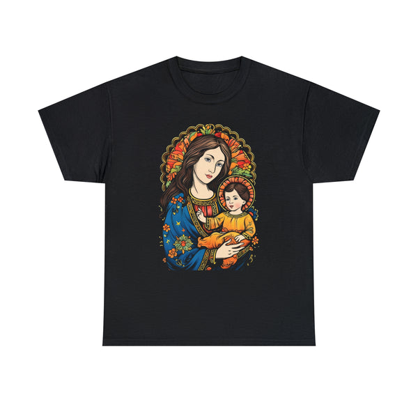 St Mary With Jesus Christ As A Kid - Black Unisex T-Shirt