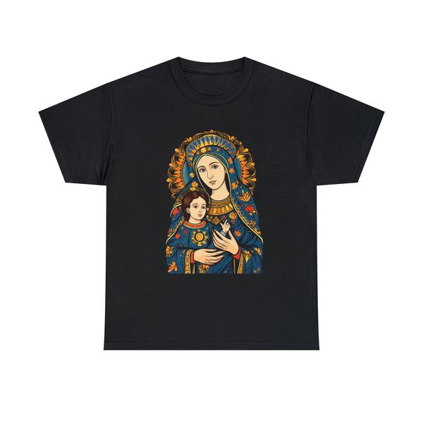 Majestic Design St. Mary & Jesus Christ As A Kid - Black Unisex T-Shirt