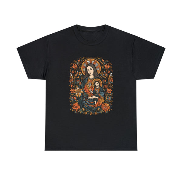 St. Mary & Baby Jesus Christ - Black Unisex T-Shirt