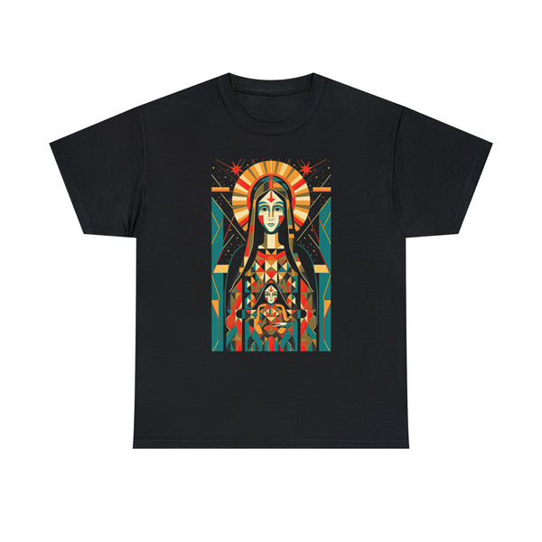 St Mary in Modern Cubism Art Design Unisex Black Tshirt