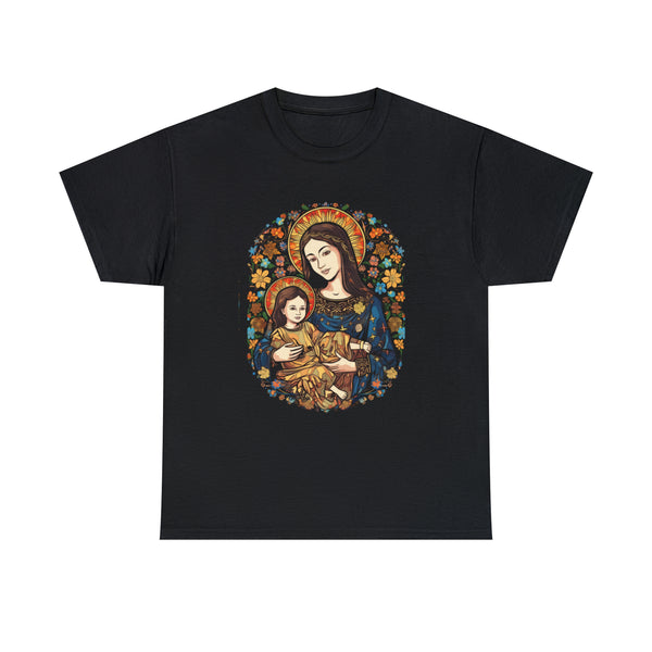 Majestic Scene of St. Mary & Baby Jesus - Black Unisex T-Shirt