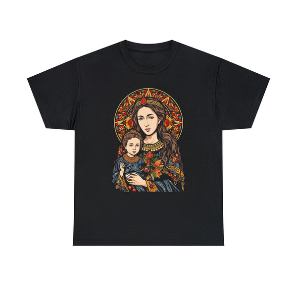 St. Mary & baby Jesus - Black Unisex T-Shirt