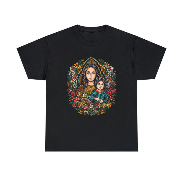 St. Mary & Baby Jesus - Indian Style - Black Unisex T-Shirt